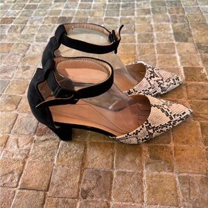 Snake print close toe heels